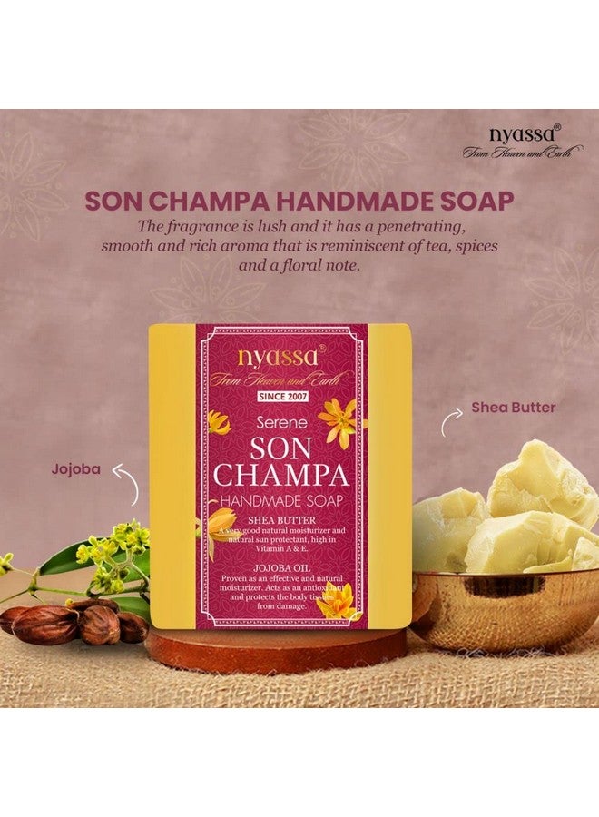 Nyassa Organic Indian Floral Collection Of 3 Soaps 75Grm Buy Temple Mogra Raat Ki Rani Combo & Get 1 Son Champa Soap Free Buy 2 Get 1 Free All Available In 75 Grm - Image 3