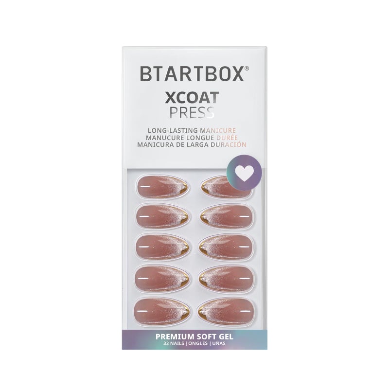 BTArtbox Press On Nails Almond - Knightshield, Cat Eye Press On Nails Medium Fake Nails with 3D Sculpting Metallic Design, Supremely Fit & Glossy Glue On Nails in 16 Sizes, 32 Stick On Nail Kit - Image 3