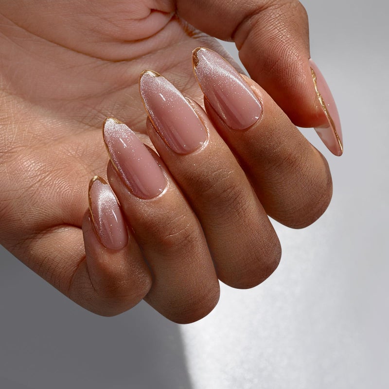 BTArtbox Press On Nails Almond - Knightshield, Cat Eye Press On Nails Medium Fake Nails with 3D Sculpting Metallic Design, Supremely Fit & Glossy Glue On Nails in 16 Sizes, 32 Stick On Nail Kit - Image 2
