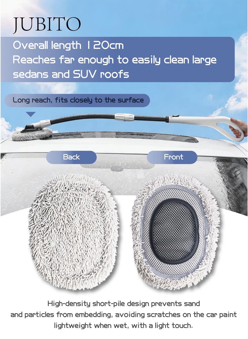 JUBITO cleaning mop, car cleaning brush mop set, three-section telescopic detachable large handle labor-saving mop, high-density short bristle brush head will not damage car paint - Image 2