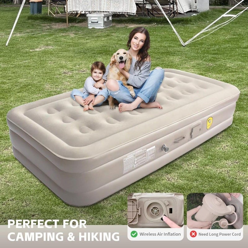 Gopz Gopz Twin Size Inflatable Bed with UltraSoft Waterproof Top AntiSlip Material Pack of 1 99x190x40 cm  - Image 4
