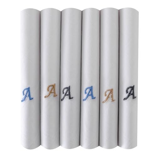 Bonjour Men’s Premium White Cotton Handkerchiefs with Alphabet Initial A to Z | Soft, Absorbent & Durable | Pack of 6 - Image 2