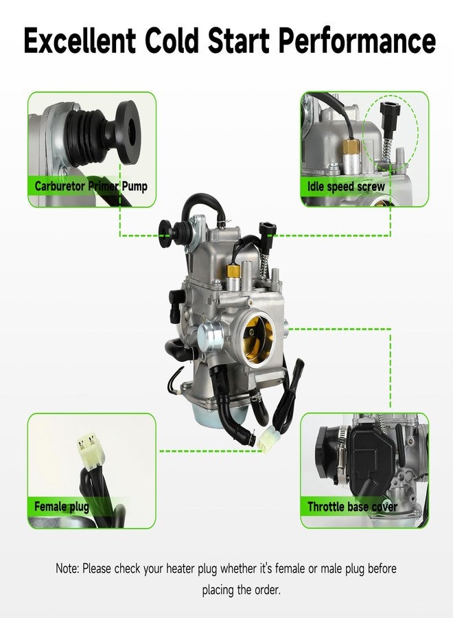 XIKOBY Racing TRX350 Carburetor Carb Kit Compatible with Rancher 350 TRX350FE TRX350FM TRX350TE TRX350TM 2000-2006 ATV 4 Wheeler Parts with Female Heater Plug Choke Cable Valve Plunger - Image 5