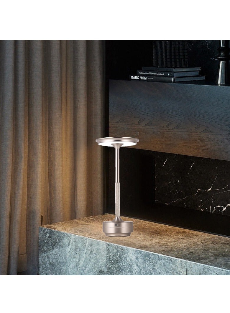 مصباح طاولة لاسلكي، مصباح بجانب السرير قابل لإعادة الشحن، مصباح مكتبي قابل للتعتيم بدون خطوات، للمنزل وغرفة النوم والفندق والمطعم والبار في الهواء الطلق (فضي) - Image 2
