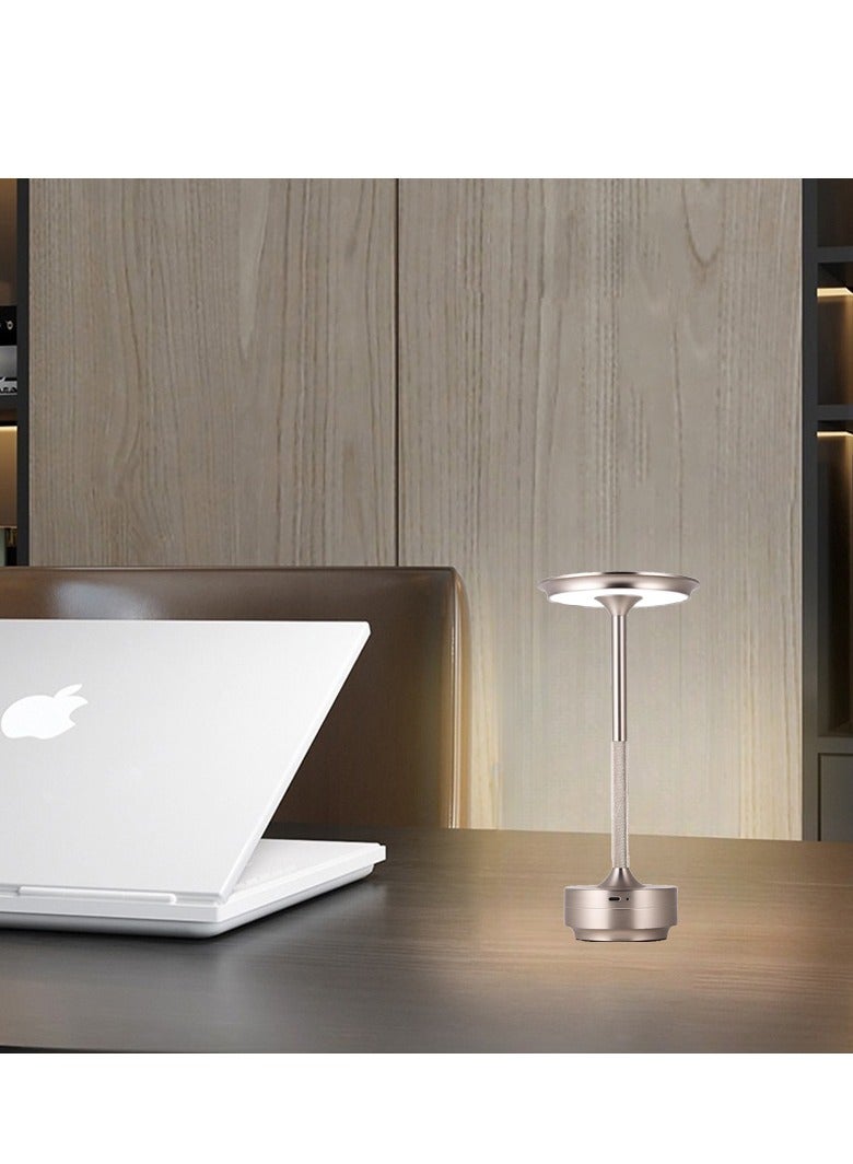 مصباح طاولة لاسلكي، مصباح بجانب السرير قابل لإعادة الشحن، مصباح مكتبي قابل للتعتيم بدون خطوات، للمنزل وغرفة النوم والفندق والمطعم والبار في الهواء الطلق (فضي) - Image 3