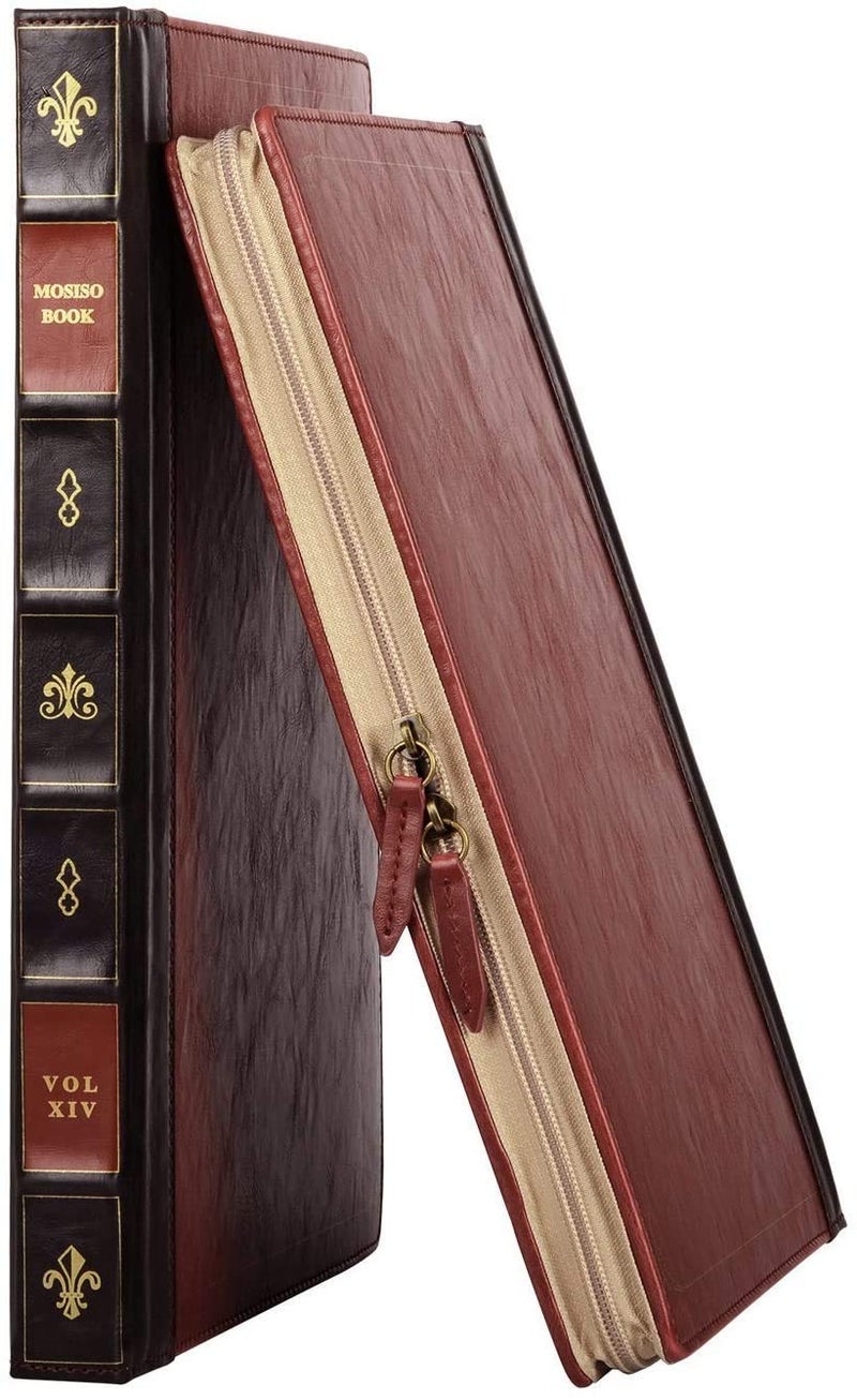 MOSISO Compatible with MacBook Pro 16 inch Case 2025-2021 M4 A3403 A3186 M3 A2991 M2 A2780 M1 A2485/2019 2020 A2141,PU Leather Laptop Sleeve Vintage Retro Zippered Portfolio Protective Cover,Wine Red - Image 4