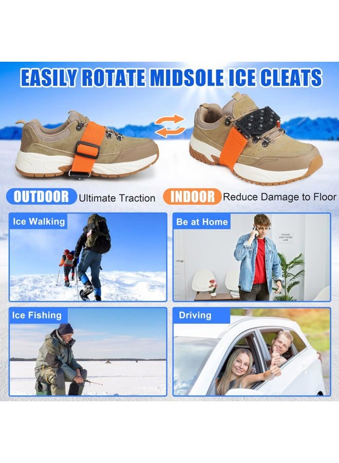SILANON Ice Cleats Mid-Sole Snow Traction Cleats Crampons for Shoes and Boots Easily Rotate Non Slip Ice Grippers Shoes Boots Cleats for Winter Walking on Snow Ice Men Women - Image 4
