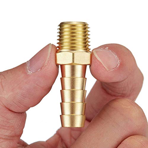 Litorange 4 PCS Solid Brass Pipe Fitting and Air Hose End Fitings 1/2" Barb x 3/8" NPT Male Thread Pipe Adapter - Image 1