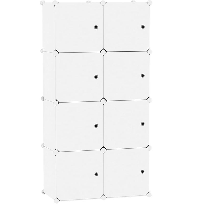 CAHOME Cube Storage Organizer with Doors 8Cube Shelf Closet Cabinet DIY Plastic Modular Bookshelf Storage Shelves Ideal for BedroomLiving Room248 L  124 W  484 H Milky UGSHS3008M