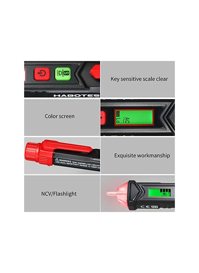 HABOTEST Portable Non-contact AC Voltage Tester Pen Shaped V～Alert Detector with Sound and Light Alarm