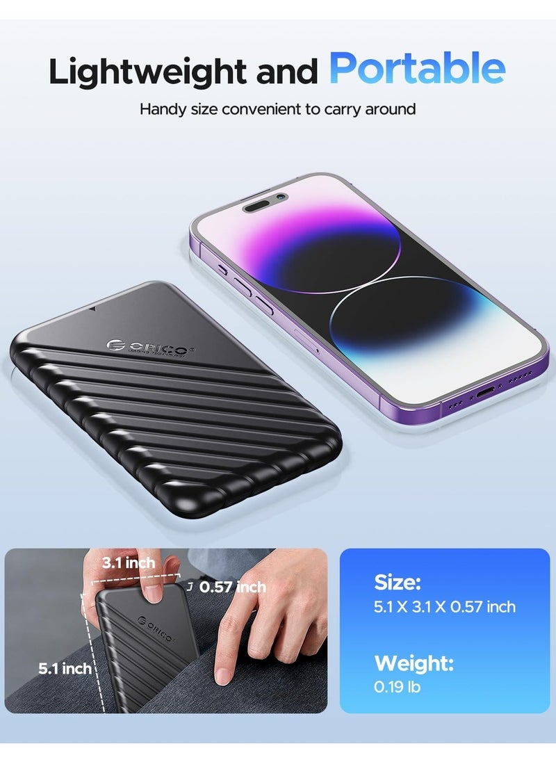 Orico ORICO 2.5 inch External Hard Drive 512GB SSD USB 3.0 to SATA III for 7mm and 9.5mm SATA HDD SSD Tool Free [UASP Supported] Black  - Image 3