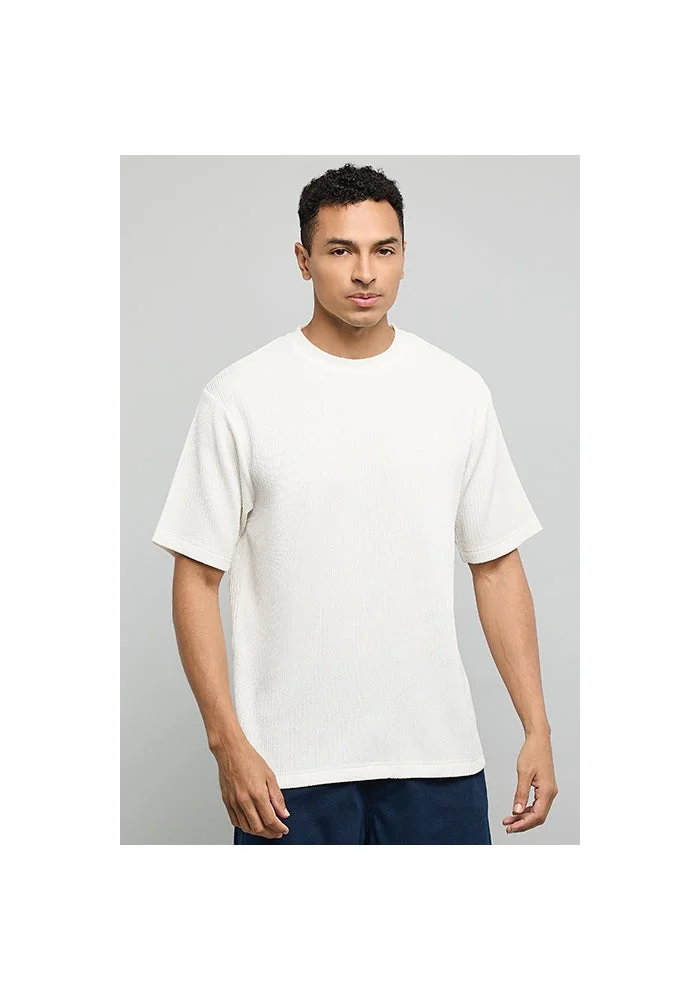 R&b Textured T-Shirt with Crew Neck and Short Sleeves