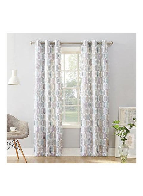 ستارة سابيا من الكتان المخملي بتصميم شفاف عصري مع حلقات فولاذية قطعة واحدة