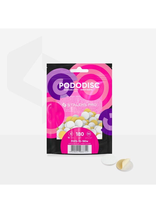 STALEKS PRO ملفات بيضاء قابلة للاستخدام مرة واحدة على طبقة إسفنجية ناعمة لقرص الباديكير - PODODISC S | EXPERT 180 حبيبات (50 قطعة) - Image 2