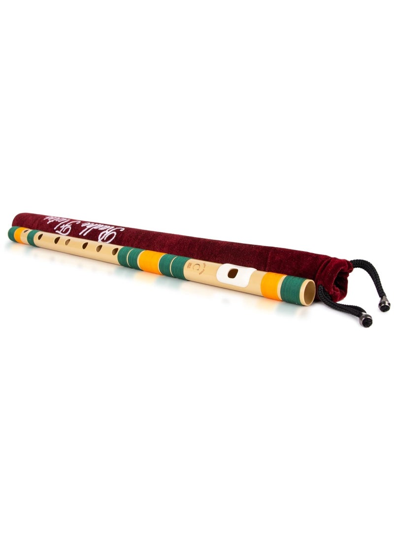 Generic Radhe Flutes | C Natural Right Handed Middle Bansuri | Dark Green & Orange | Tuned With Tanpura A=440Hz | PVC Flute + Velvet Cover + Hindi & English Flute Lessons  - Image 1