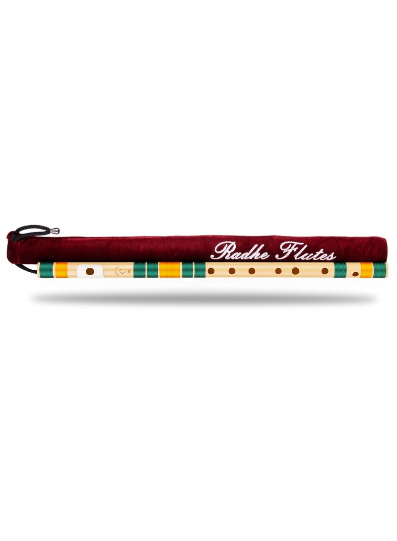 Generic Radhe Flutes | C Natural Right Handed Middle Bansuri | Dark Green & Orange | Tuned With Tanpura A=440Hz | PVC Flute + Velvet Cover + Hindi & English Flute Lessons  - Image 2