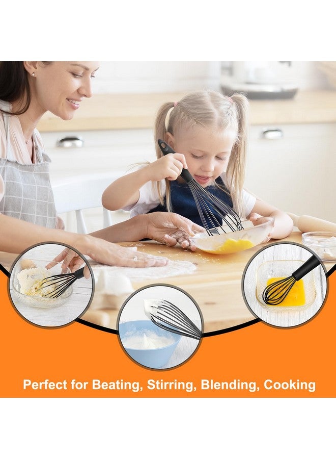 HOTEC 4 Pieces Silicone Whisks Set, Wire Balloon Whisks Egg Beater, Non-slip Handle Whisk for Non-stick Cookware Perfect for Cooking, Stirring, Beating and Blending (Black) - Image 4