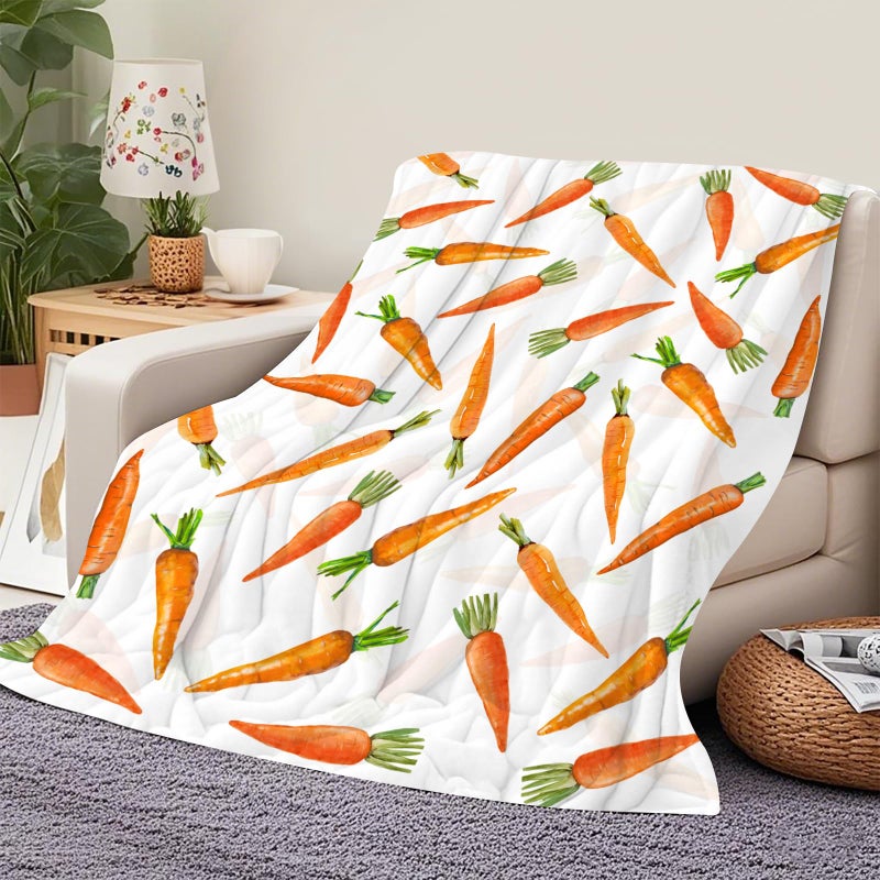 JOOCAR Easter Throw Blanket Cartoon Carrot Bunny Throw Blankets Lightweight Soft Cozy Flannel Blanket for Couch Sofa Bed Bedroom Living Rooms 50x60 Inch - Image 3
