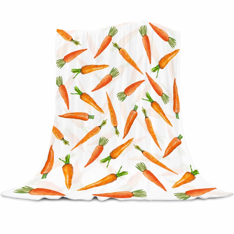 JOOCAR Easter Throw Blanket Cartoon Carrot Bunny Throw Blankets Lightweight Soft Cozy Flannel Blanket for Couch Sofa Bed Bedroom Living Rooms 50x60 Inch - Image 1
