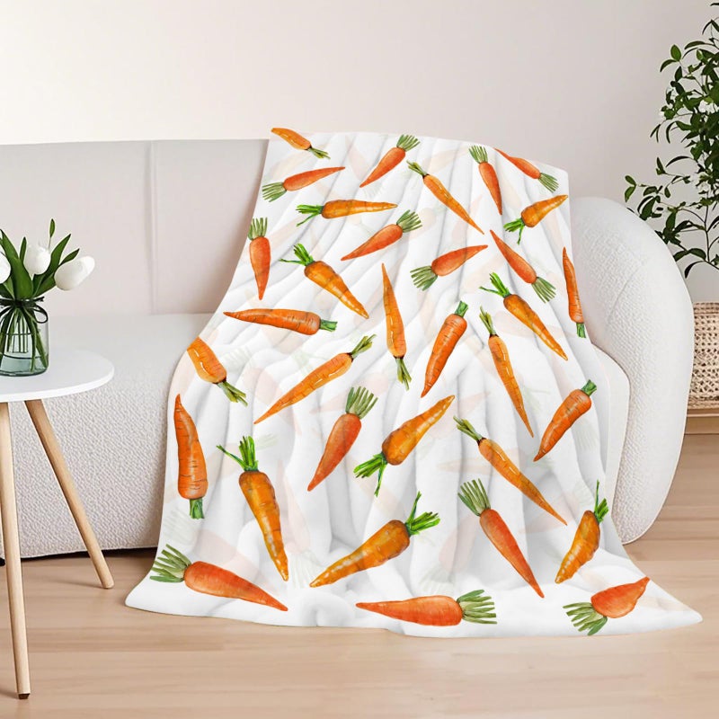 JOOCAR Easter Throw Blanket Cartoon Carrot Bunny Throw Blankets Lightweight Soft Cozy Flannel Blanket for Couch Sofa Bed Bedroom Living Rooms 50x60 Inch - Image 5