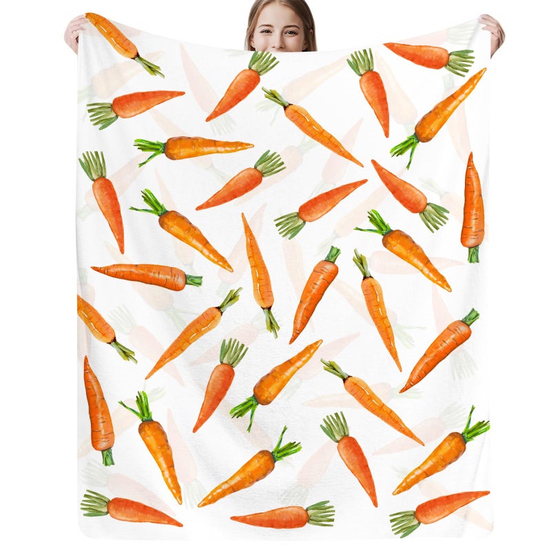 JOOCAR Easter Throw Blanket Cartoon Carrot Bunny Throw Blankets Lightweight Soft Cozy Flannel Blanket for Couch Sofa Bed Bedroom Living Rooms 50x60 Inch - Image 2