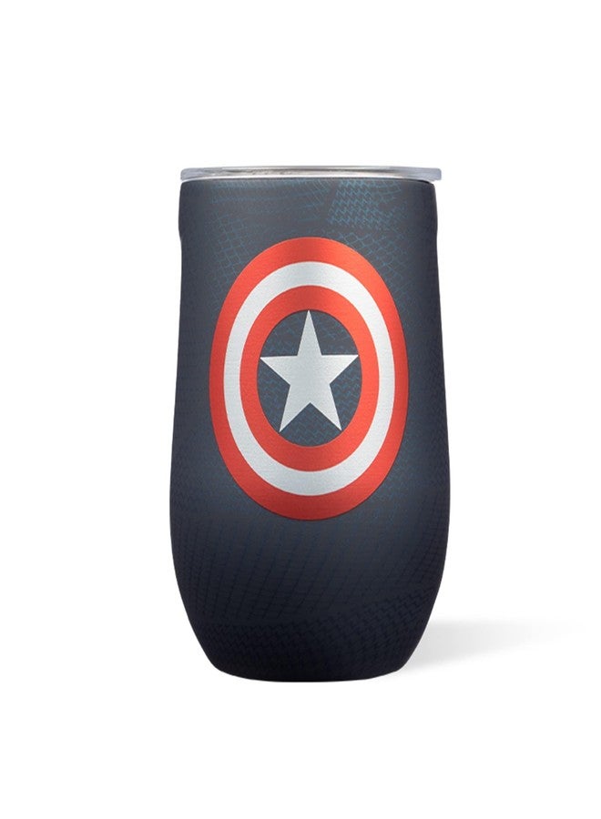 Corkcicle Marvel Captain America 12 oz Triple-Insulated Stemless Insulated Reusable Cup with Lid and Silicone Bottom, Keep Beverages Cold for 25 hours and hot for 12 hours, - Image 1