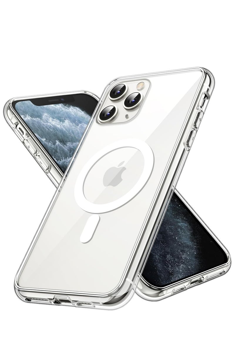 MIGOFAST Magnetic Clear Back Designed for iPhone 11 Pro Clear Phone Case Compatible with Magsafe, Slim Protective Cover - Image 1
