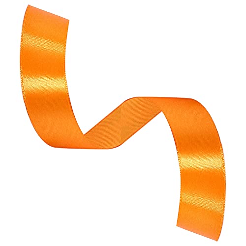 HLOMVE Solid Color Orange Satin Ribbon, 1 Inches x 25 Yards Fabric Satin Ribbon for Gift Wrapping, Crafts, Hair Bows Making, Wreath, Wedding Party Decoration and Other Sewing Projects - Image 2