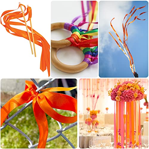 HLOMVE Solid Color Orange Satin Ribbon, 1 Inches x 25 Yards Fabric Satin Ribbon for Gift Wrapping, Crafts, Hair Bows Making, Wreath, Wedding Party Decoration and Other Sewing Projects - Image 4