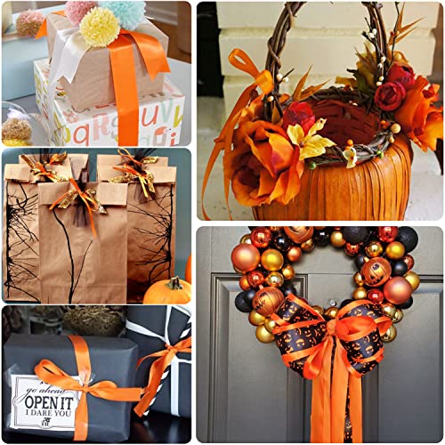 HLOMVE Solid Color Orange Satin Ribbon, 1 Inches x 25 Yards Fabric Satin Ribbon for Gift Wrapping, Crafts, Hair Bows Making, Wreath, Wedding Party Decoration and Other Sewing Projects - Image 3
