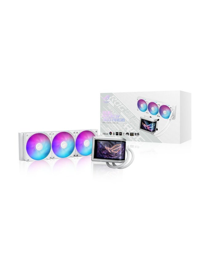 ASUS ROG Ryuo IV 360 ARGB AIO Liquid CPU Cooler – 360mm Radiator, 3x120mm RGB Fans, 6.67" 2K AMOLED Display (60Hz), Asetek Gen8 Pump, Intel LGA1700/1851 & AMD AM5/AM4 Compatible, Aura Sync, White | 90RC01N2-B0EAY0 - Image 1