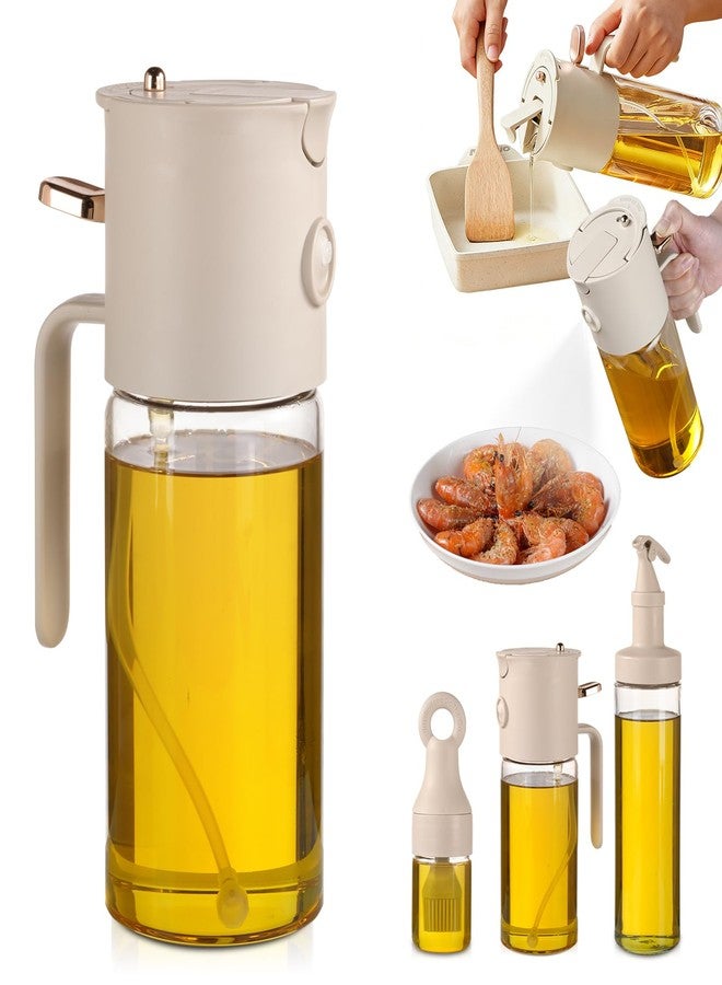 QQC 580ml/19.6oz Olive Oil Sprayer Bottle for cooking, 3-in-1 Oil dispenser Bottle + FREE 2-Piece Kitchen gadgets (Basting Brush & Spice Shaker) - Perfect for kitchen, Air Fryer, Baking, BBQ & Salad. - Image 1