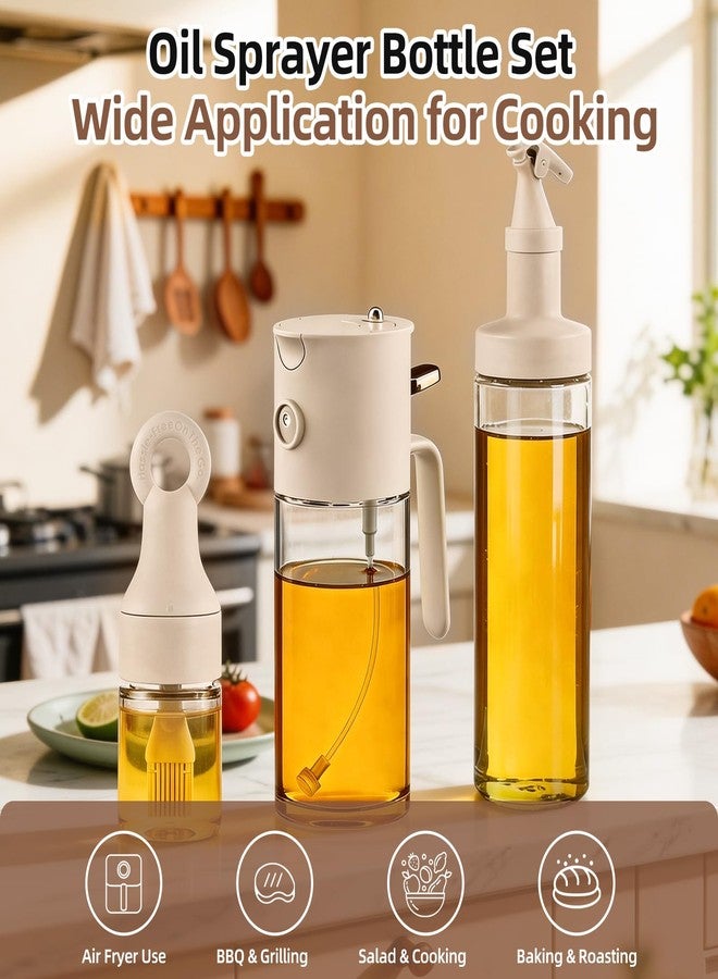 QQC 580ml/19.6oz Olive Oil Sprayer Bottle for cooking, 3-in-1 Oil dispenser Bottle + FREE 2-Piece Kitchen gadgets (Basting Brush & Spice Shaker) - Perfect for kitchen, Air Fryer, Baking, BBQ & Salad. - Image 2