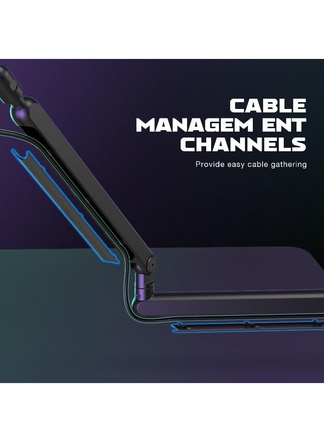 فيفين BM88 Low Profile Microphone Boom Arm Stand with Desk Mount Clamp, Screw Adapter, Cable Management, for Podcast Streaming Gaming Studio Black - Image 2