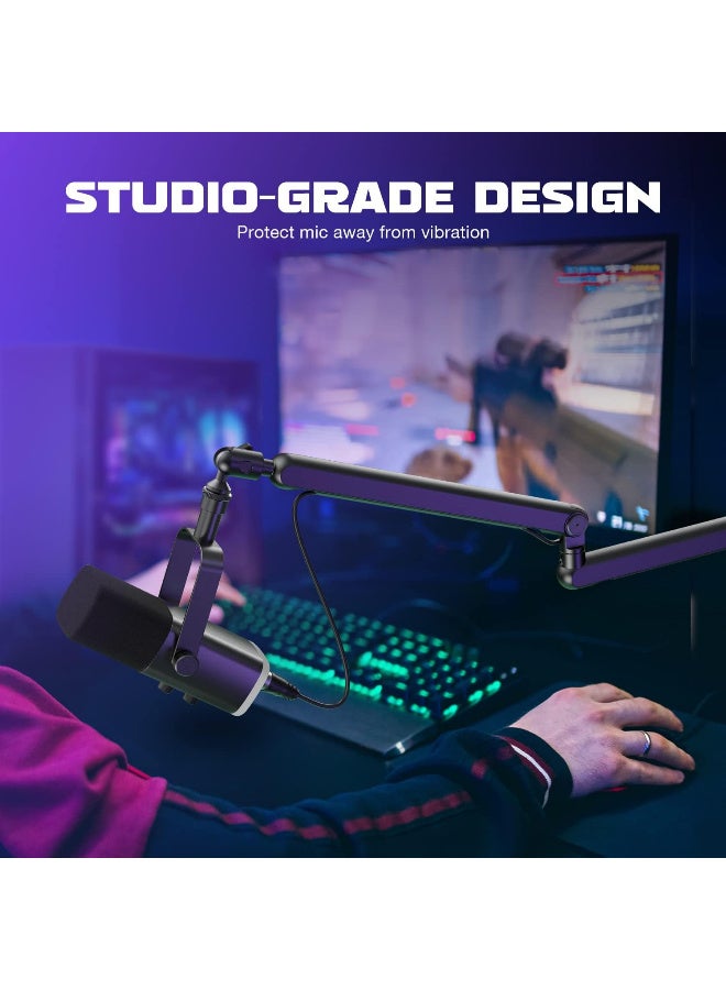 فيفين BM88 Low Profile Microphone Boom Arm Stand with Desk Mount Clamp, Screw Adapter, Cable Management, for Podcast Streaming Gaming Studio Black - Image 4