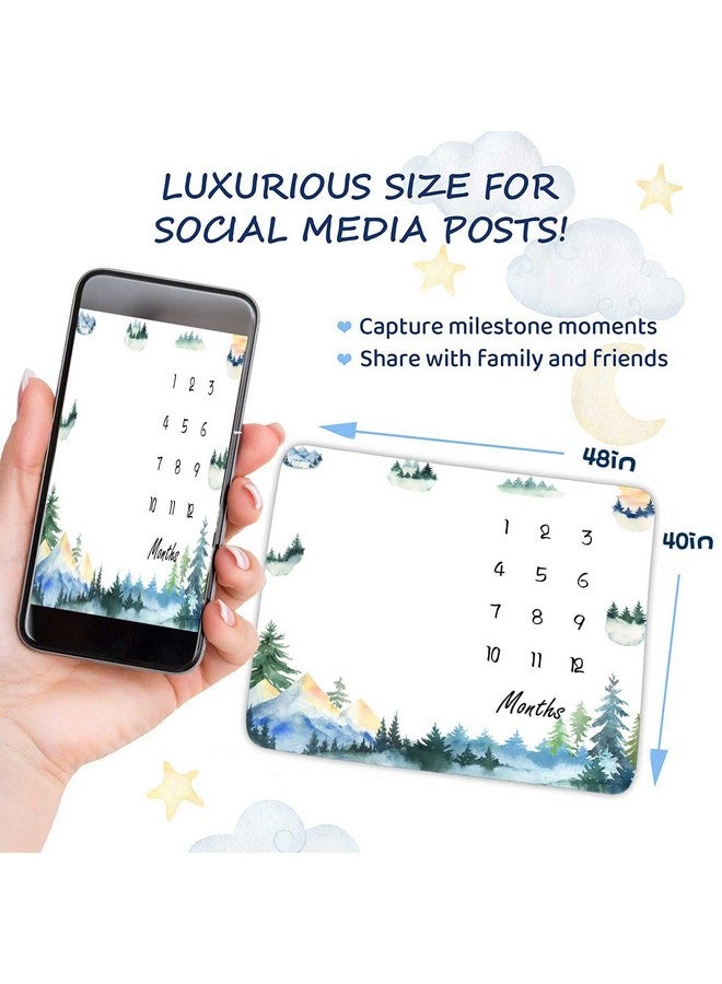 FHZON Forest Milestone Blanket Mountain Tree Baby Blanket Newborn Gift Memento Soft Swaddle Portable Crawl Pad 48x40inch - Image 3