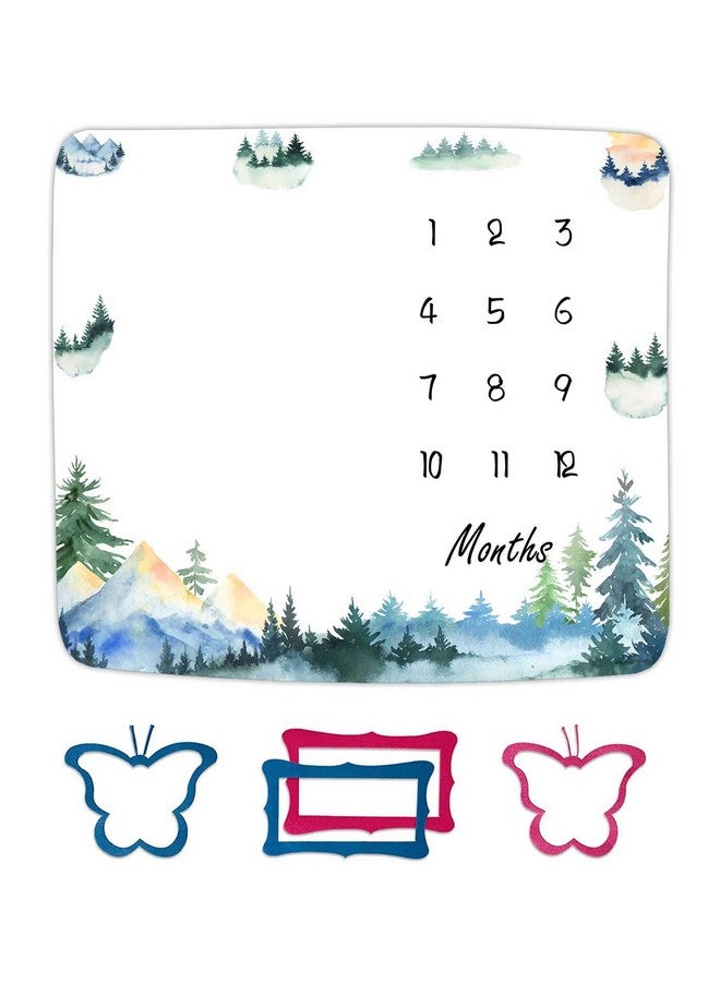 FHZON Forest Milestone Blanket Mountain Tree Baby Blanket Newborn Gift Memento Soft Swaddle Portable Crawl Pad 48x40inch - Image 1