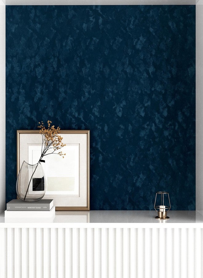 Wallercity Blue Velvet Fabric Wallpaper Peel and Stick Floral Blue Flocking Fabric Contact Paper for Walls Dresser Cabinets Self Adhesive Felt Wallpapers for Jewelry Box Shelf Backdrop 15.8''x78.7'' - Image 3