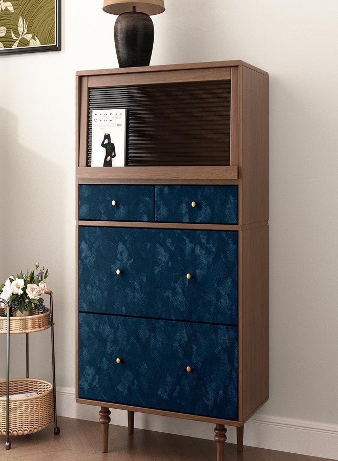 Wallercity Blue Velvet Fabric Wallpaper Peel and Stick Floral Blue Flocking Fabric Contact Paper for Walls Dresser Cabinets Self Adhesive Felt Wallpapers for Jewelry Box Shelf Backdrop 15.8''x78.7'' - Image 4