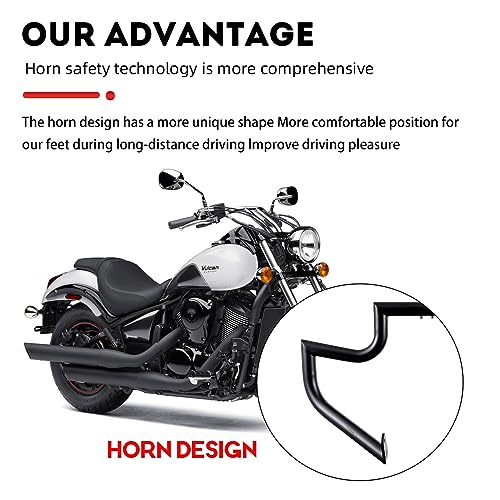Gamyipp 1.5" Fat Crash Bar Engine Guard Highway Bar for Kawasaki Vulcan 900 VN900 Custom Classic 2006-2023 (Matte Black) - Image 3