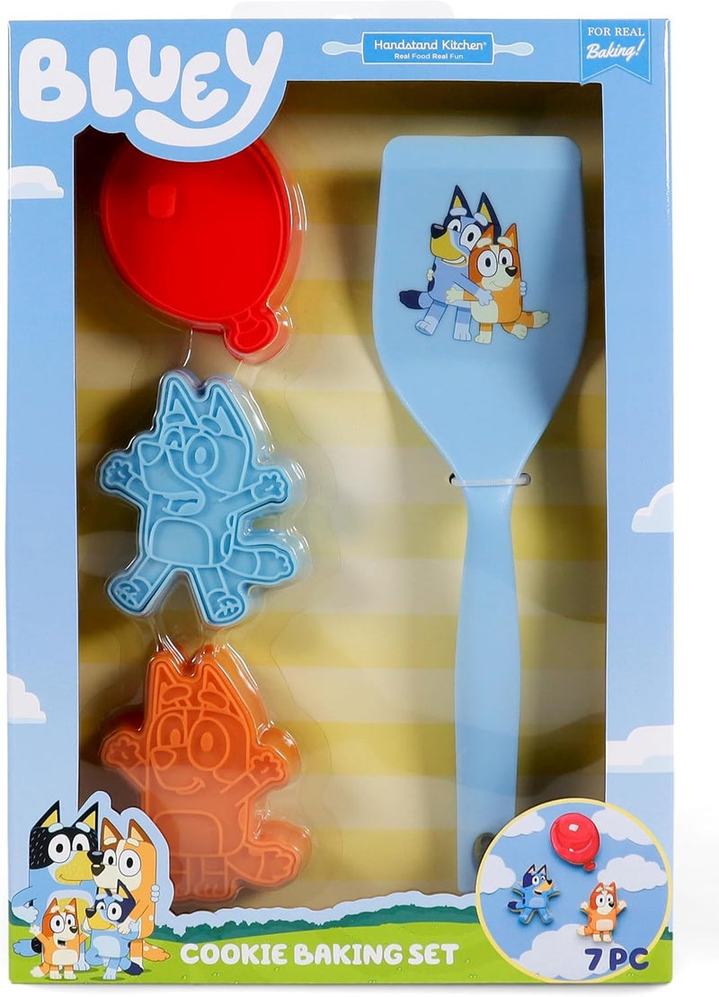Handstand Kitchen Bluey Cookie Baking Set with Three Bluey Themed Cookie Stamp Cutters and Nylon Cookie Spatula - Image 1