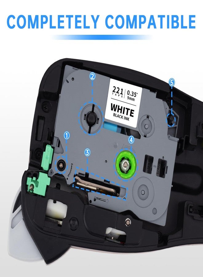 Unismar Tze 9mm 0.35'' Laminated White Compatible for Brother TZe-221 TZ-221 Label Tape Work for Ptouch PTD210 PTD220 PTD200 PTH110 PTH100 PTD400 PTD600 PT1280, Black on White 3/8'' x 26.2ft, 5-Pack - Image 5