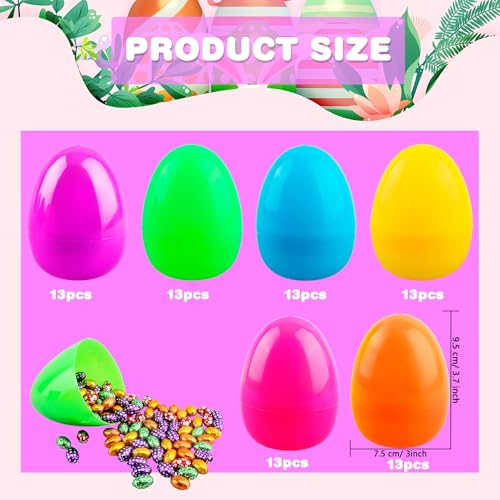 Haconba 48 Pack 5 Inch Large Fillable Easter Eggs Bulk Colorful Plastic Eggs Empty for Easter Basket Fillers Egg Hunt Party Favors 6 Colors - Image 5