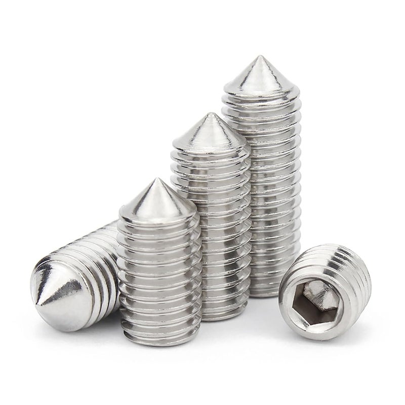 M14x20mm 304 Stainless Steel Hex Socket Grub Screws Cone Point Set of 10 - Image 2