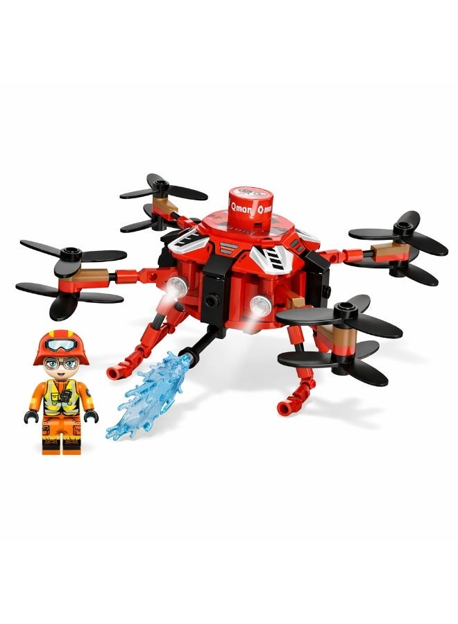 Qman MineCity Rotor Fire Unmanned Aerial Vehicle Building Set – 130 Pieces with Minifigure, Educational Construction Toy for Kids Ages 6+ - Image 1