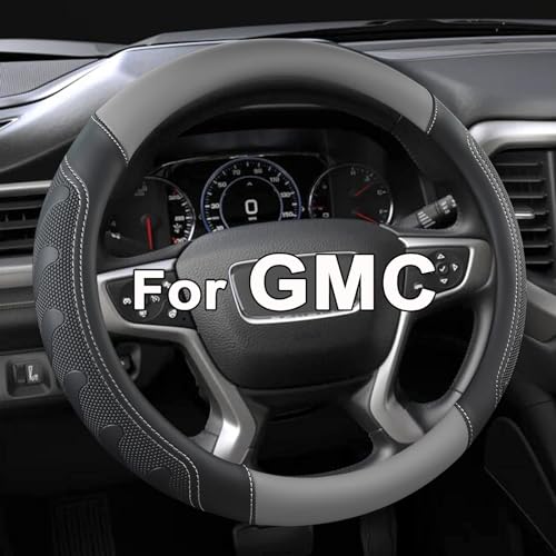 GIANT PANDA Steering Wheel Cover for GMC Sierra Acadia Terrain Yukon(Gray+Black-Standard Size) - Image 1