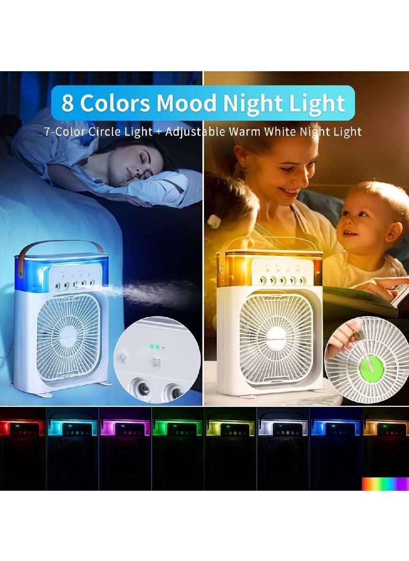 Generic Portable Cooling Fan with 7 Colors LED Light, Air Conditioner Water Fan USB Desk with 3 Sprays Personal Evaporative Air Cooler Ice Fan for Bedroom, Office, Dorm  - Image 3