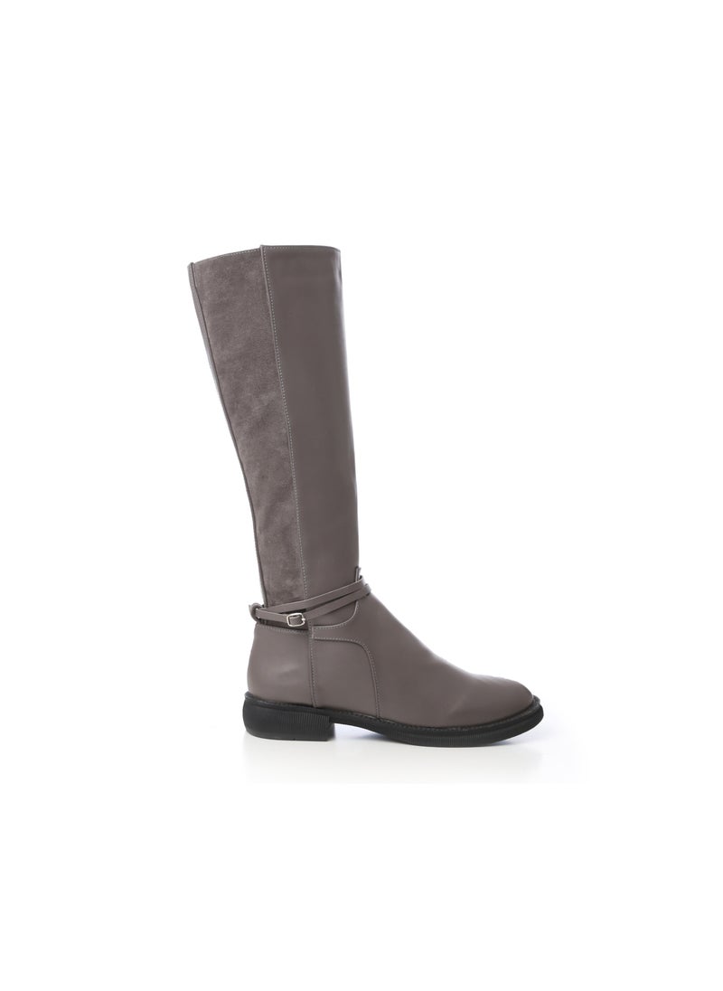 Mr.joe Grey Leather Knee High Boots  - Image 1