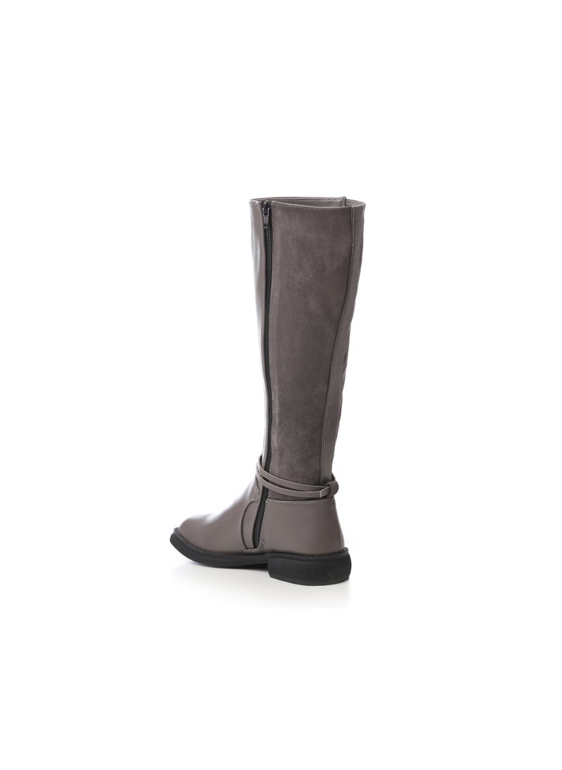 Mr.joe Grey Leather Knee High Boots  - Image 4