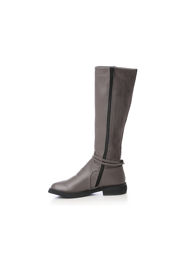 Mr.joe Grey Leather Knee High Boots  - Image 2